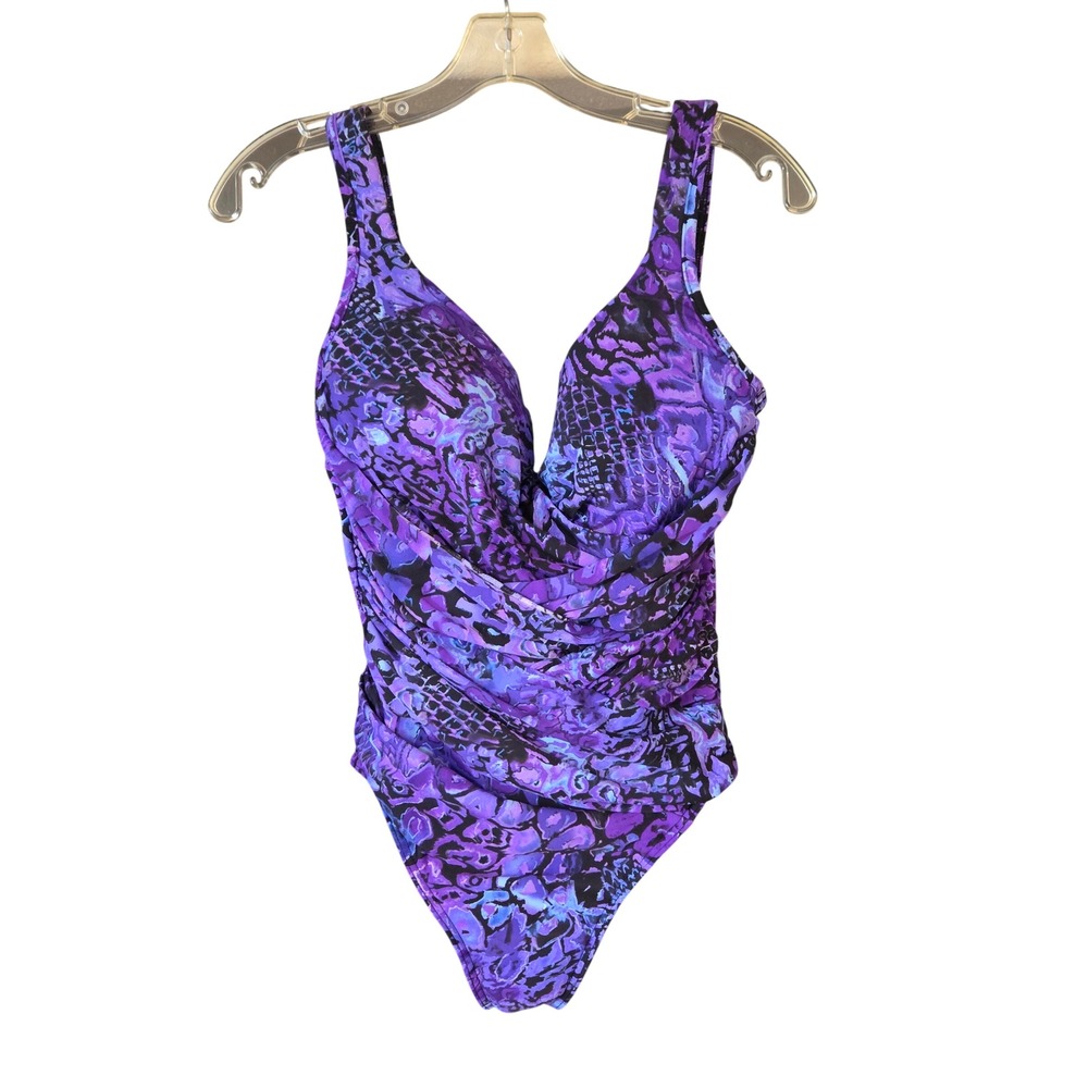 Miraclesuit Purple Multi-Print One-Piece Swimsuit